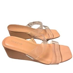 Torrid Clear Strap Tan Wedges Size 9 Wide